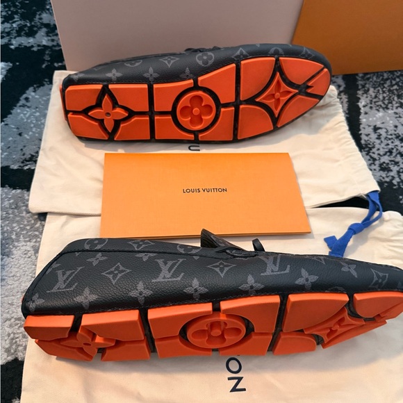 Louis Vuitton Men's Monogram Gray and Orange Loafers - Picture 5 of 5